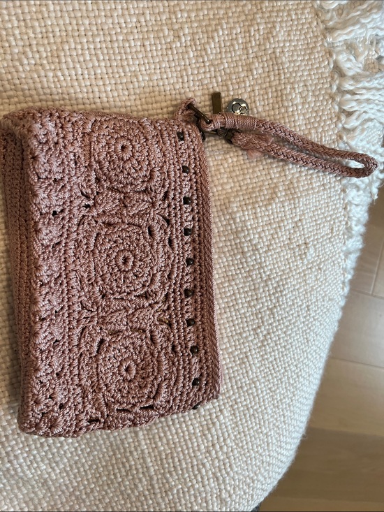 The Sak Handbags - The SAK Crochet Wristlet Pouch in Dusty Rose - Women Bags
